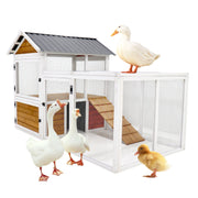 77'Large outdoor chicken coop Wooden chicken coop, duck coop with nest box, bird cage, rabbit cage - waterproof PVC board ( yellow brown  gradient 80°)L