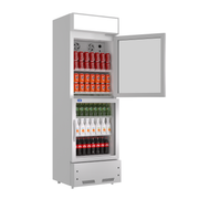 Commercial Display Beverage Refrigerator 2 Glass Door Merchandiser Fridge, Beverage Cooler with LED Lighting, 10.9 Cubic Ft., ETL Approved, Silver