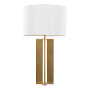 Cosmo 28' Glam Metal Table Lamp in Antique Brass and White Linen by LumiSource