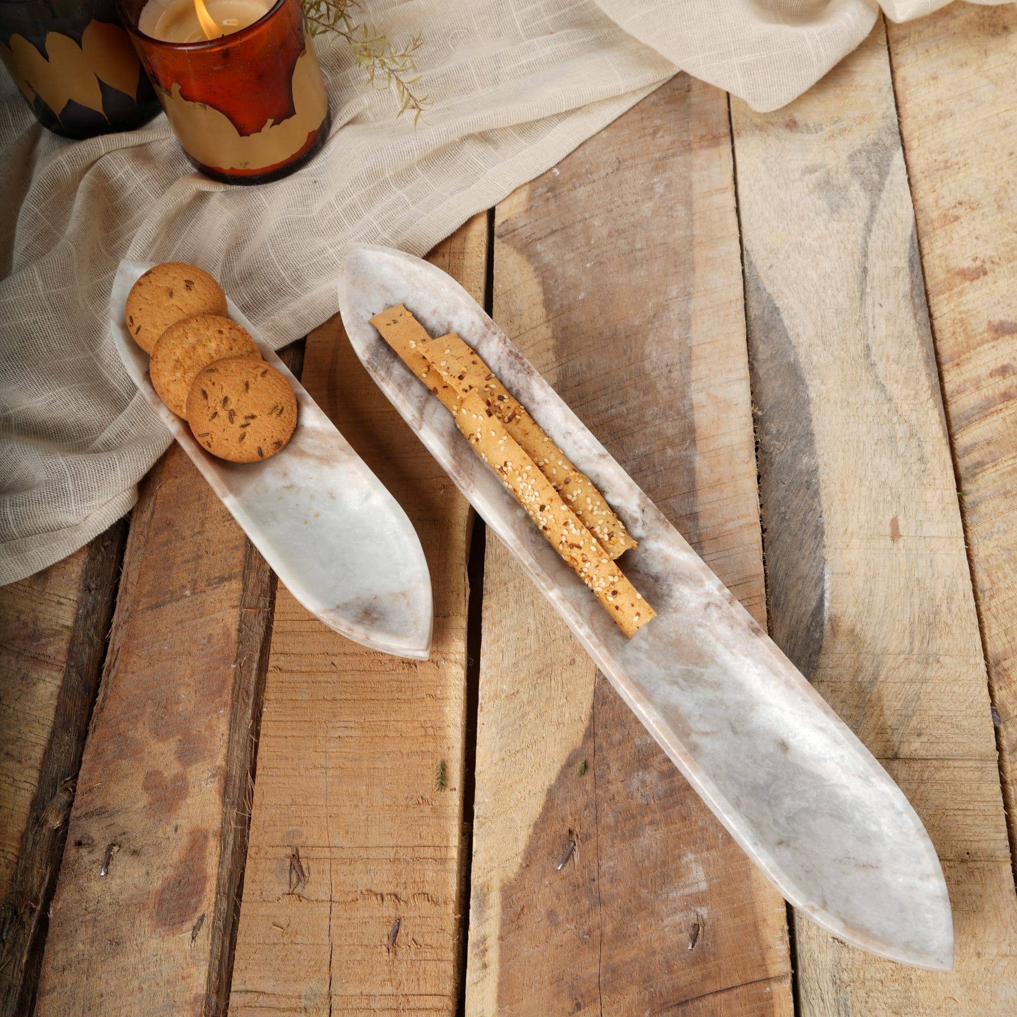 Anchill Realism Sleek White Marble Tray – Handmade Elegant Platter for Stylish Serving-16X2.5X1.5'