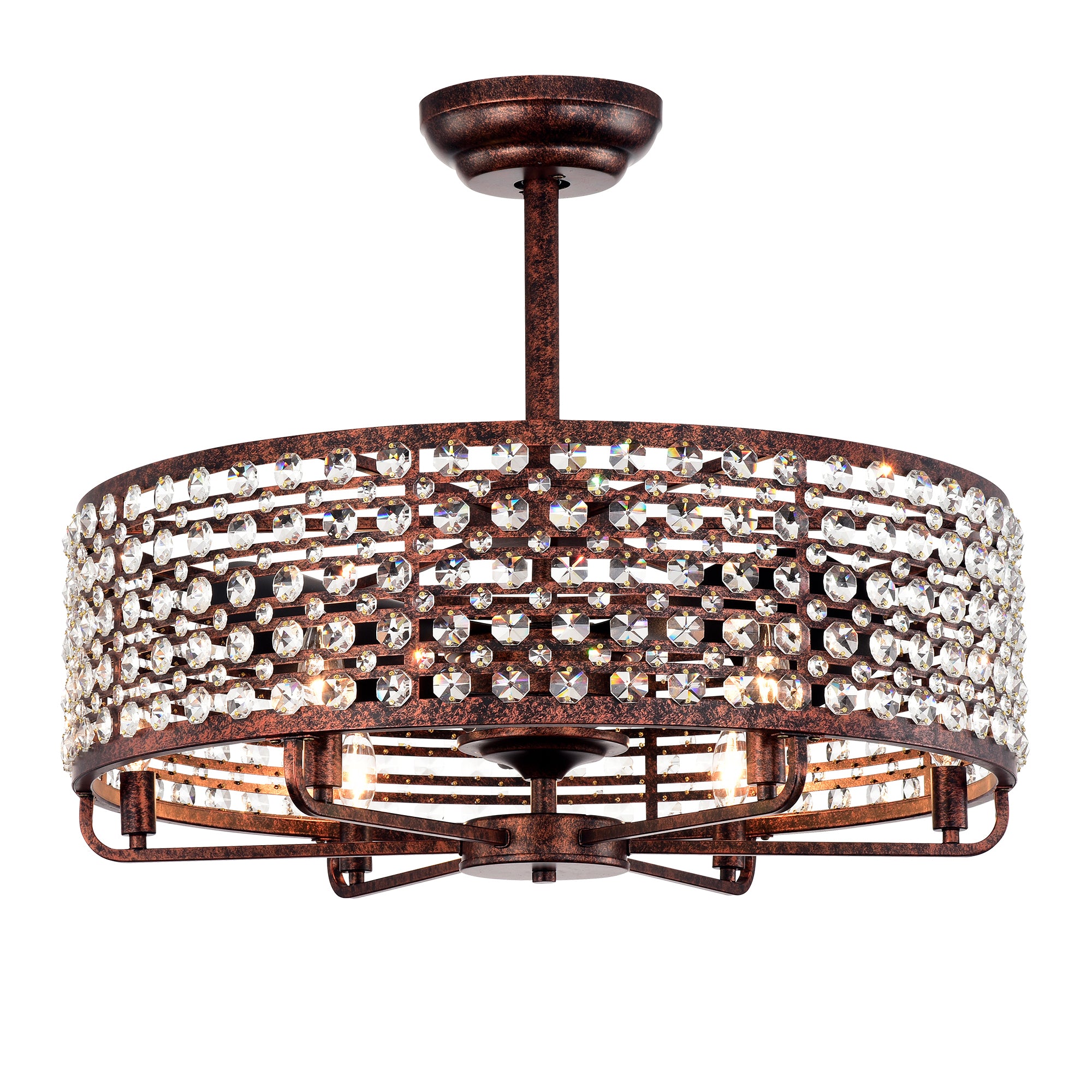 Dia 26.8 inch Chandelier Ceiling Fan ,Crystal  Shade Ceiling Fan with Remote Control,3 ABS Blade--4-light( No Include Bulb)