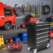 5-drawer metal rolling tool cabinet, storage toolbox with brake wheels, toolbox with lock, suitable for warehouses, garages, repair shops, tool rooms, and other places