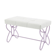 Priya II White & Light Synthetic Leather Purple Finish Bench