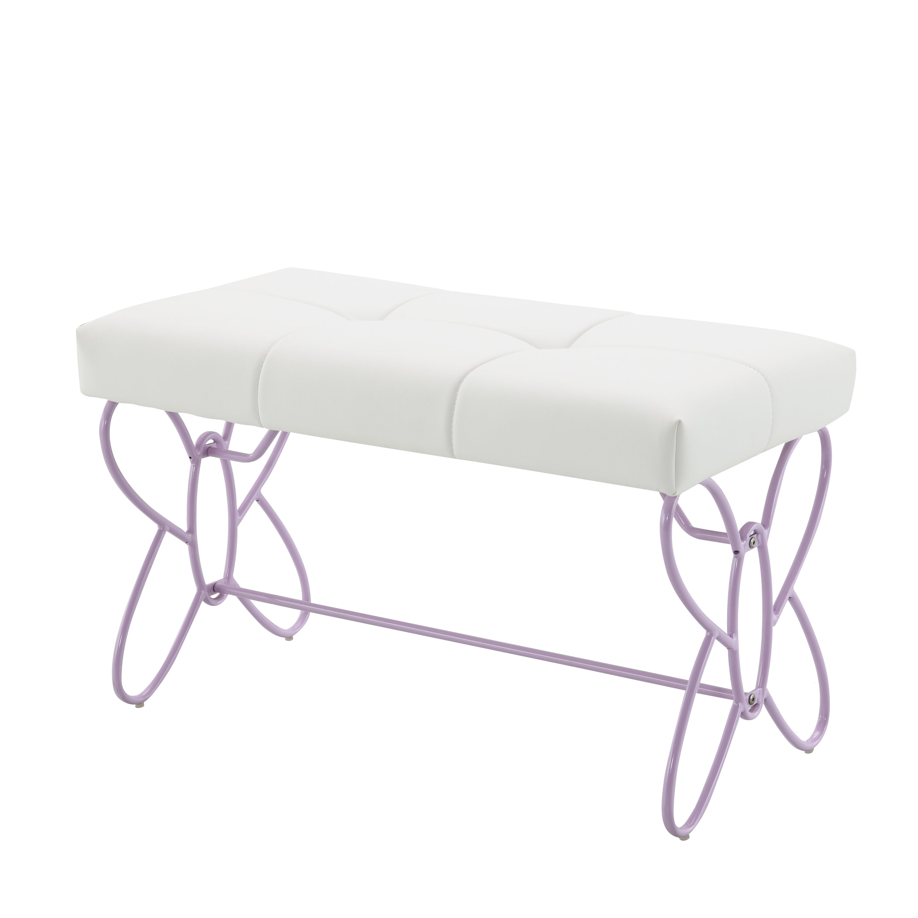 Priya II White & Light Synthetic Leather Purple Finish Bench
