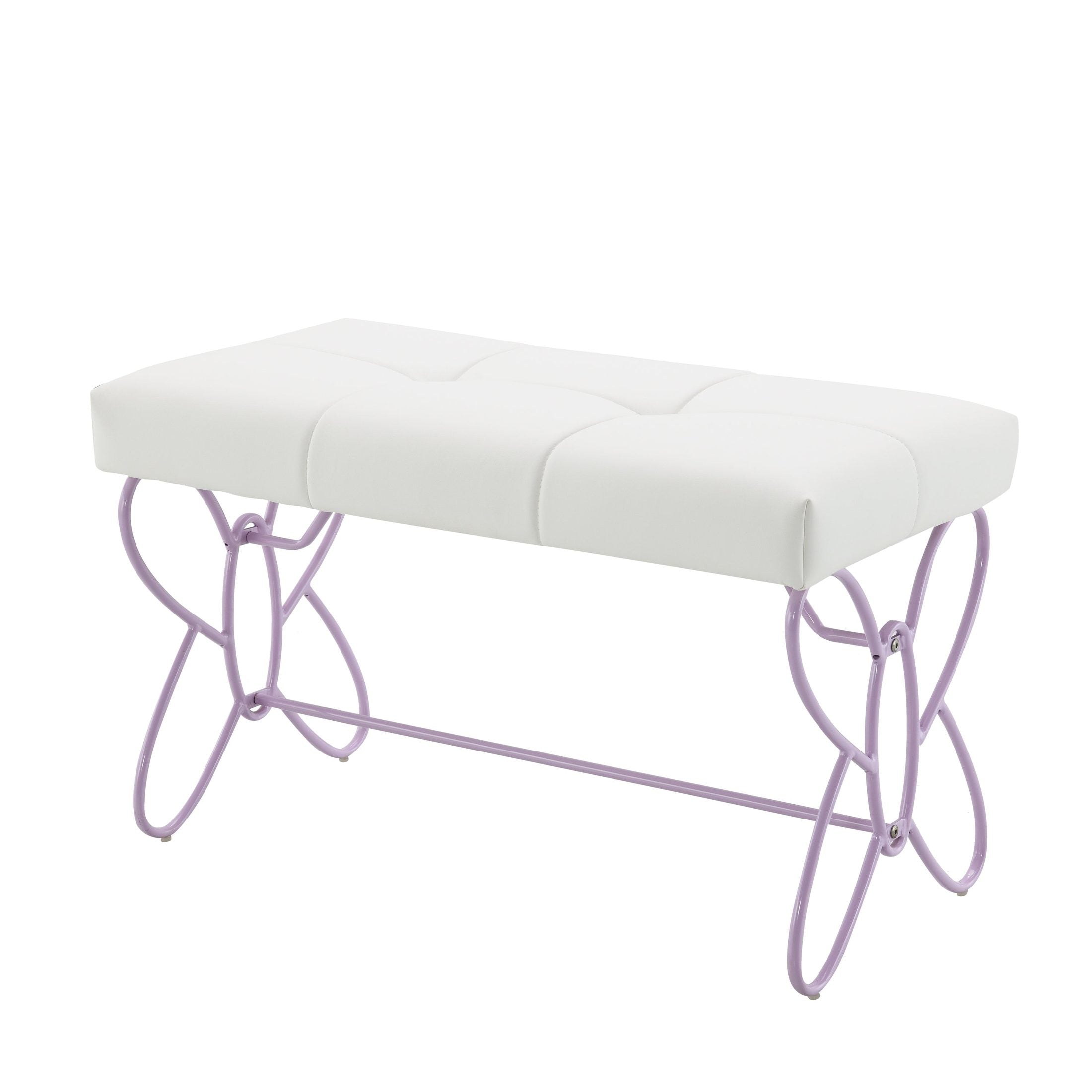 Priya II White & Light Synthetic Leather Purple Finish Bench