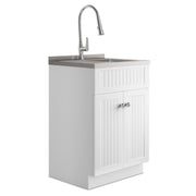 Beckham - 24' Laundry Cabinet with Faucet and Stainless Steel Sink - White