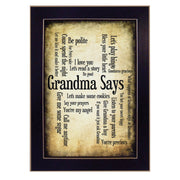 'Grandma Says' By Susan Ball, Printed Wall Art, Ready To Hang Framed Poster, Black Frame