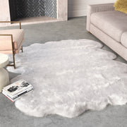 Gloss White Faux Fur Area Rug