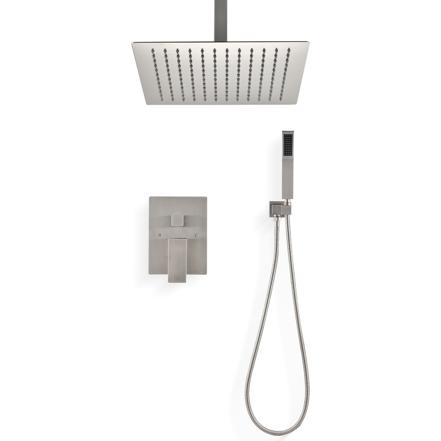 Ceiling Mounted Shower System Combo Set with Handheld and 10'Shower head