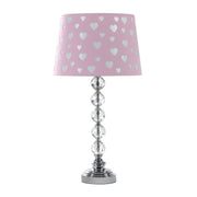 22' Heart Crystal Stacked Orb Metal Table Lamp 'Ariel' Pink / White