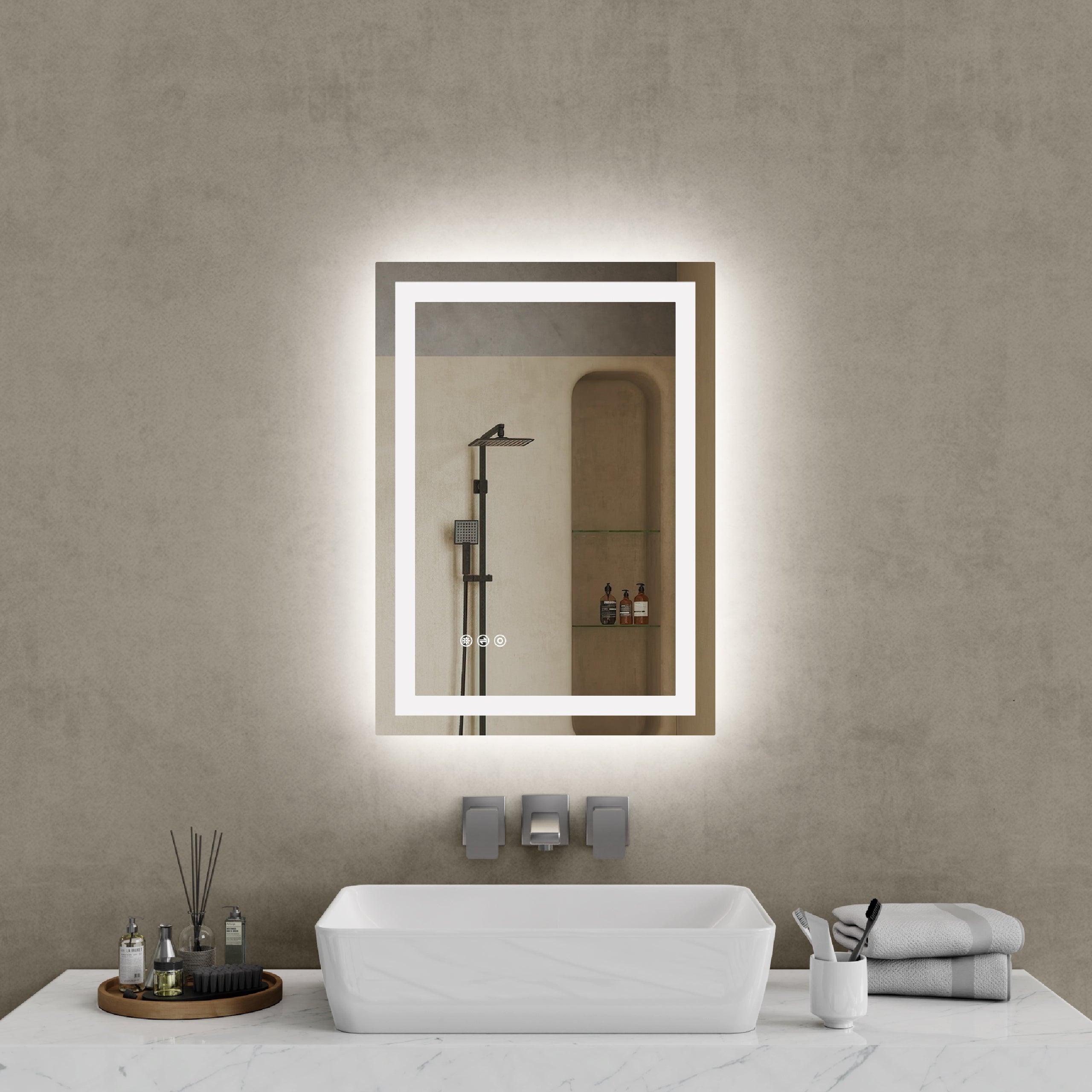 20'*28'LED Bathroom Mirror,Front-Lit and Back-Lit, Stepless Dimmable, 3 Colors CRI90+, Brightness Memory, Shatter-Proof,Anti-fog LED Vanity Mirror, IP44 Waterproof