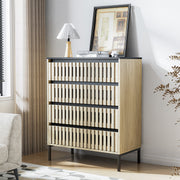 Fluted,4 Drawer Storage Cabinet,Freestanding Cabinet,Bedroom Clothing Storage,Large Capacity,Modern Minimalist