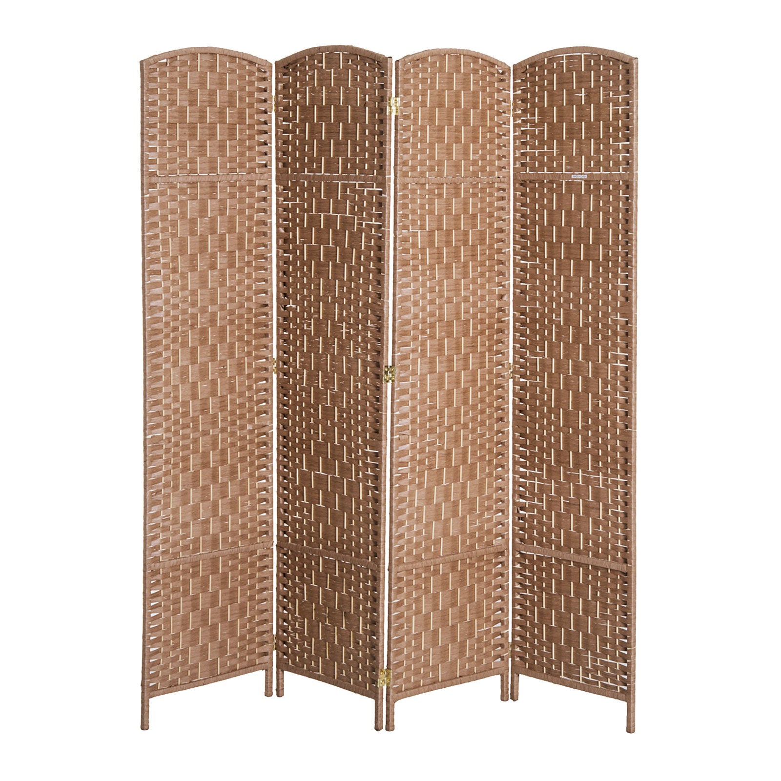 HOMCOM 6' Tall Wicker Weave 4 Panel Room Divider Privacy Screen - Natural