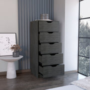 Dresser 42H' 5 Drawers Narrow Dresser, Slim Storage Chest of Drawers, Bedroom, Smokey Oak