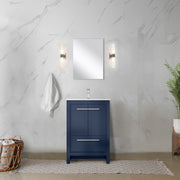Navy Blue Bath Vanity 24 in. W x 20 in. D, Cultured Marble Top and Chrome Faucet Set