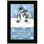 'Trendy Snowman' By Diane Arthur, Printed Wall Art, Ready To Hang Framed Poster, Black Frame