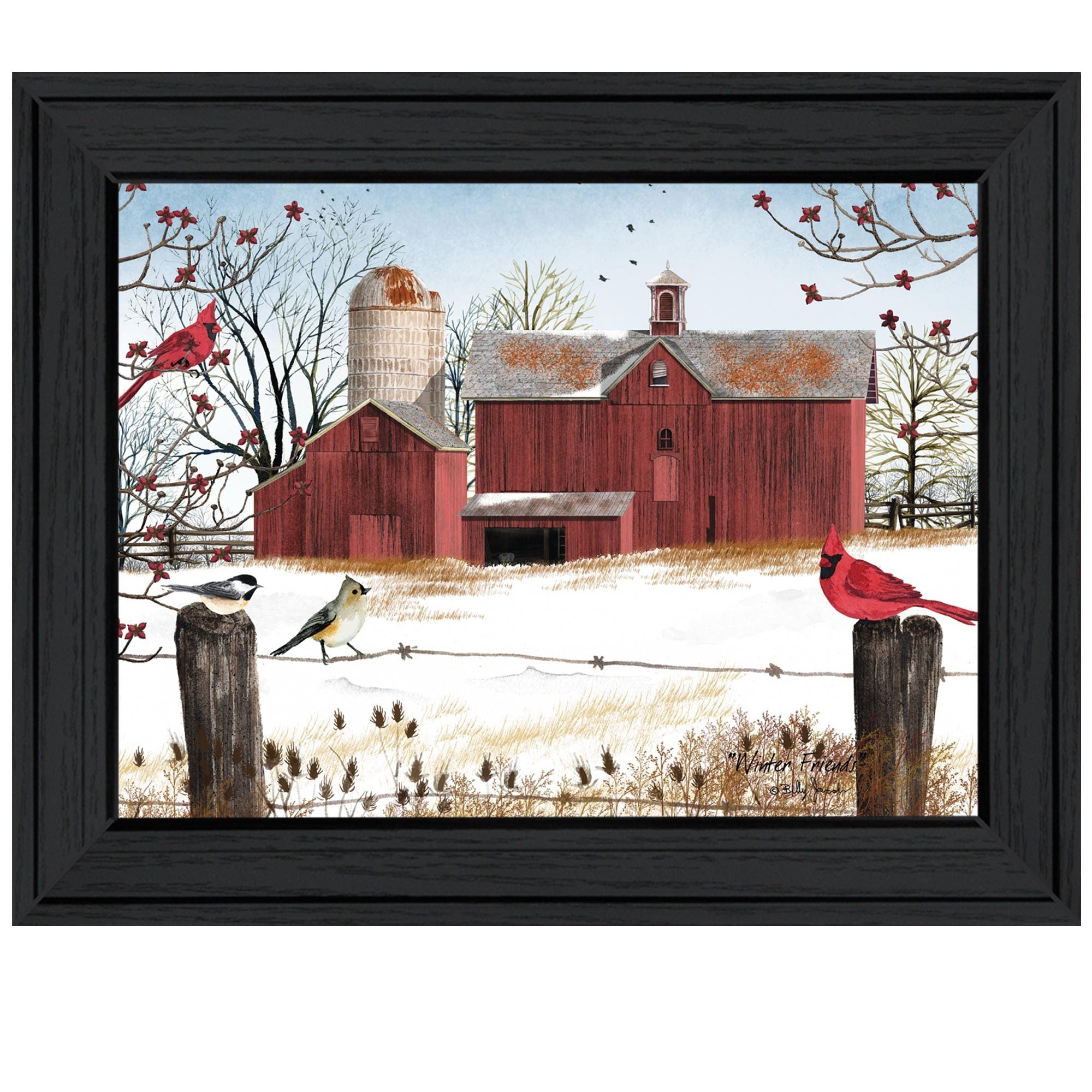 'Winter Friends' By Billy Jacobs, Ready to Hang Framed Print, Black Frame