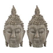 Set of 2, 4.5x4.3x8' Meditating Buddha Head Sculpture, Small