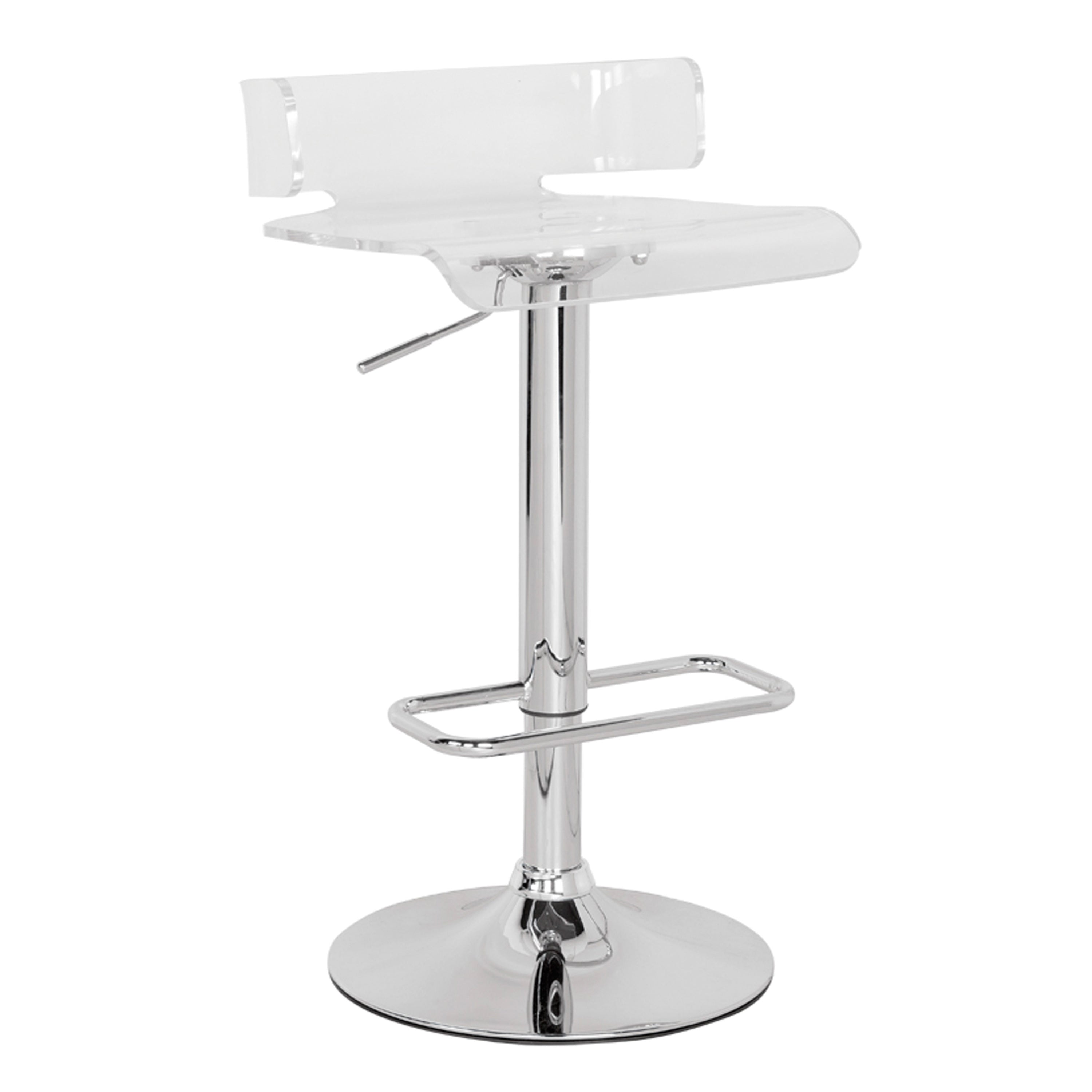 Clear and Chrome Adjustable Swivel Stool