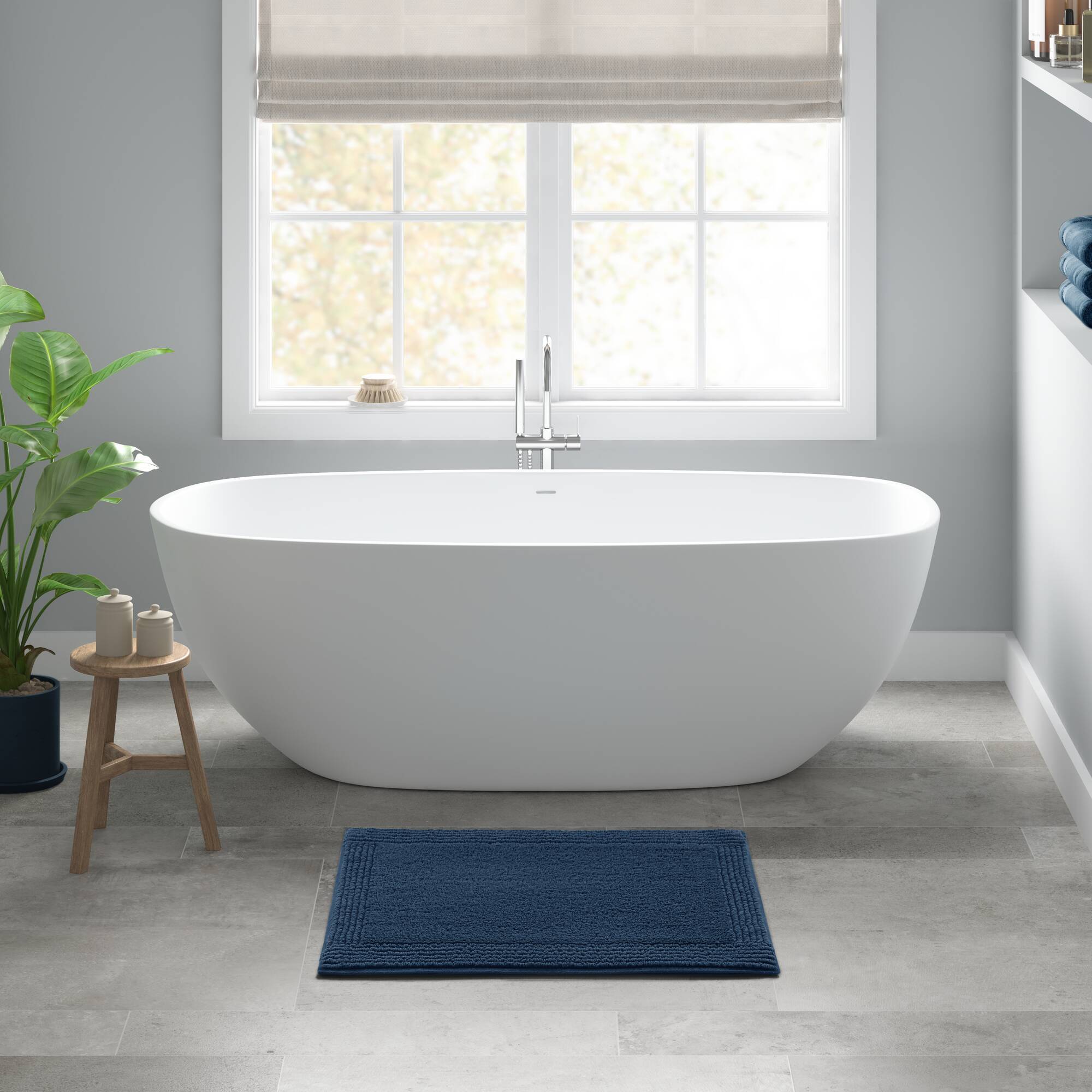 1 PCS 20x30' 100% Cotton Tufted 3000 GSM Reversible Bath Rug Navy