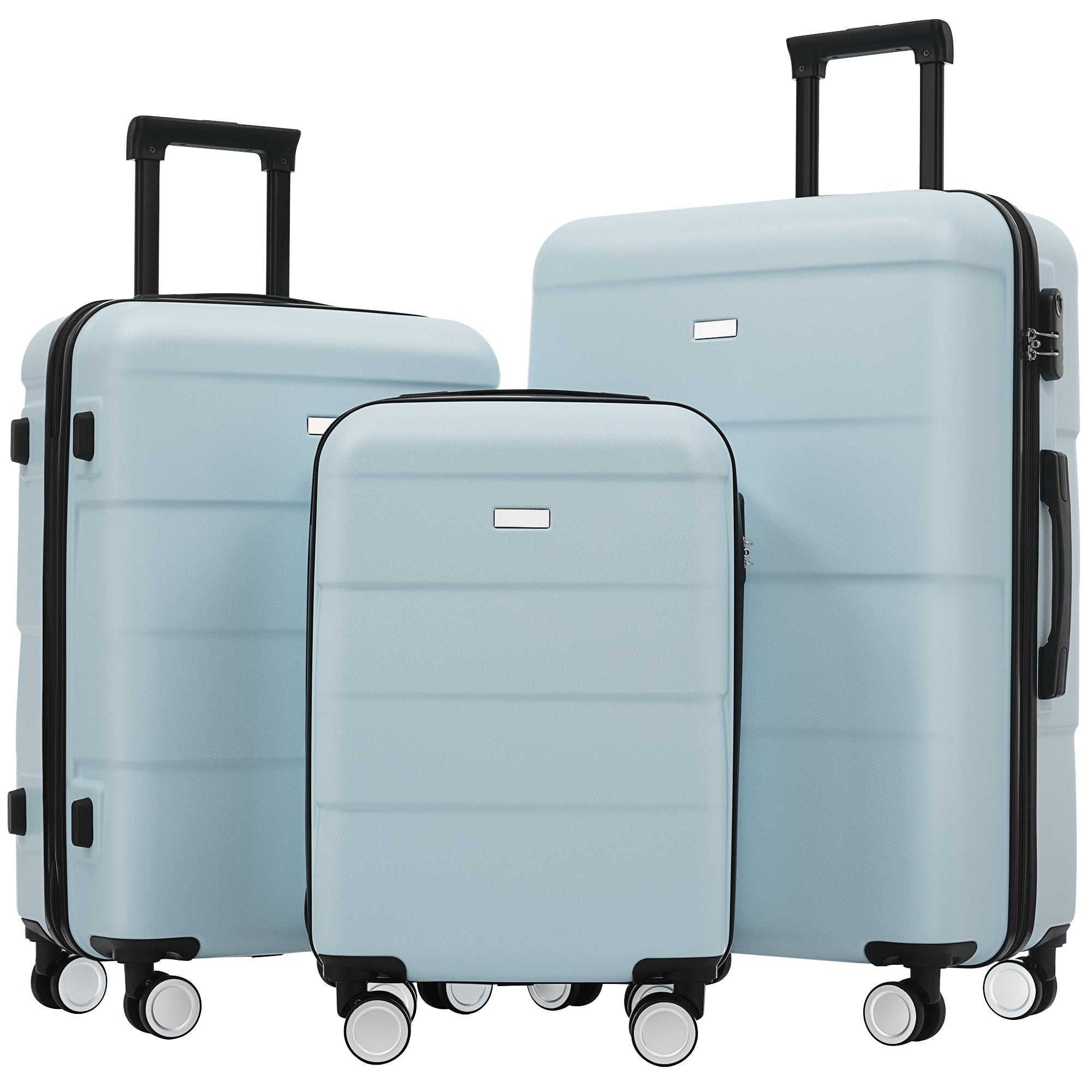 Hardshell Luggage Sets 3 Piece Double Spinner Wheels Suitcase with Handle Password Lock, Lightweight 20'+24'+28' Luggages