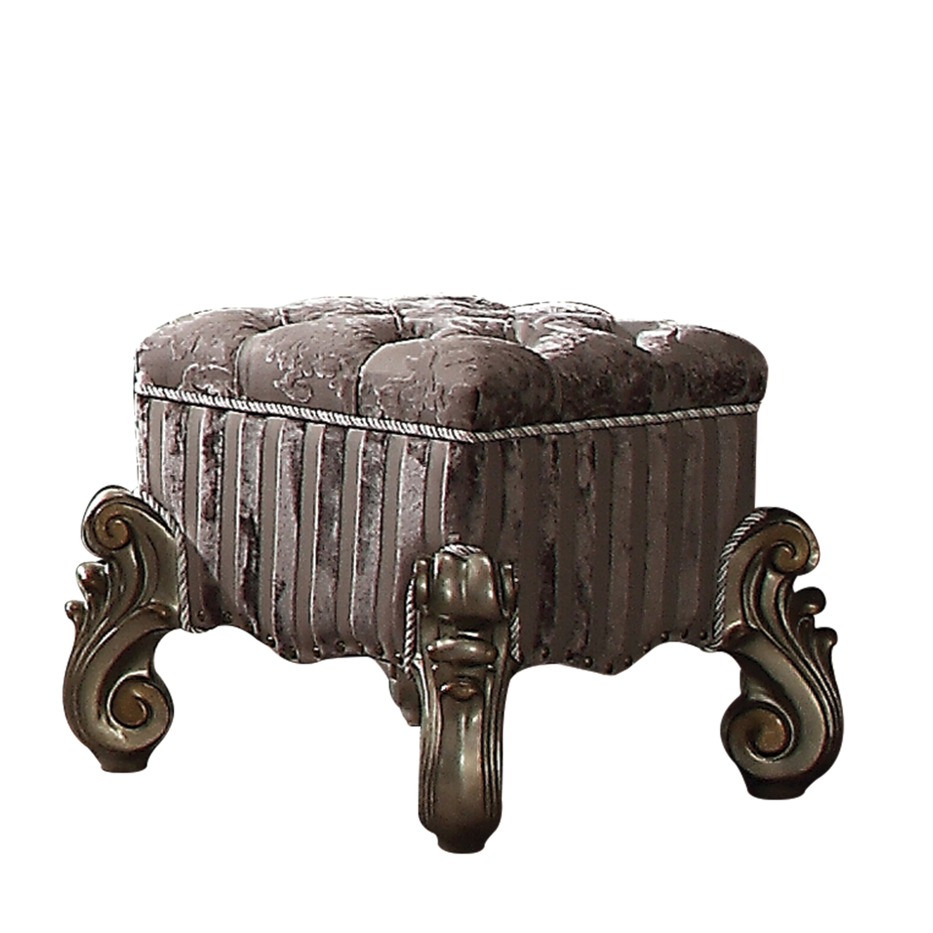 Light Purple and Antique Platinum Vanity Stool with Nailhead Trim