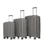 20'/24'/28' 3 pcs/set in PP Spinner Wheel Luggage, Carry on Suitcase, Matching Color, Combination Lock (Silver grey)