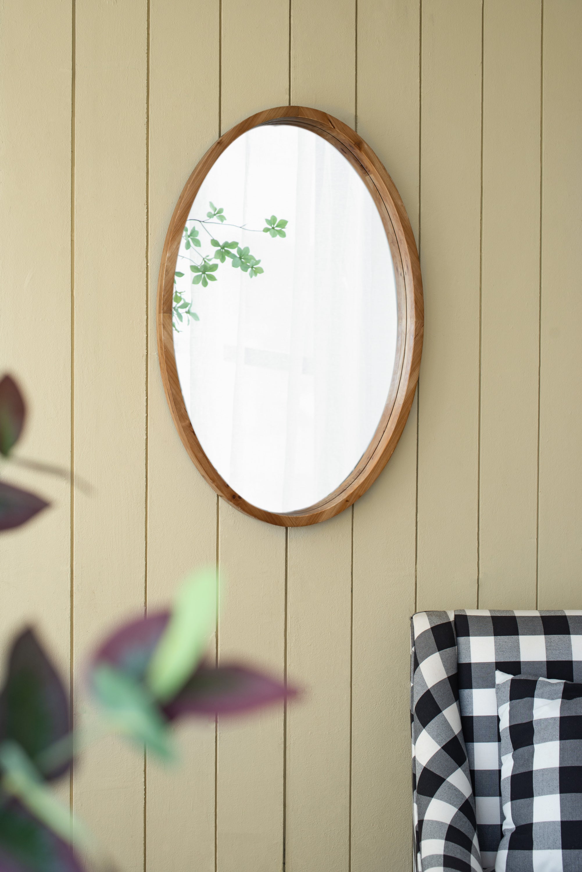 24' x 36' Oval Wall Mirror with Wood Frame, Farmhouse Wood Mirror for Bathroom Entryway Console Lean Against Wall