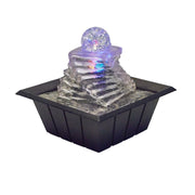 8' Tall Polyresin Indoor Fountain, LED Light and 1L Capacity, Spiral Ice Design
