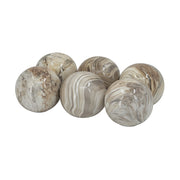 Set of 6, D4x4' Marbleized Ball Accents, Brown
