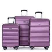 Expandable 3 Piece Luggage Sets PC Lightweight & Durable Suitcase with Spinner Wheels, TSA Lock, Dark Purple