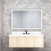 48 in. W x 30 in. H Rectangular Silver Aluminum Recessed/Surface Mount Medicine Cabinet with Mirror LED and Clock