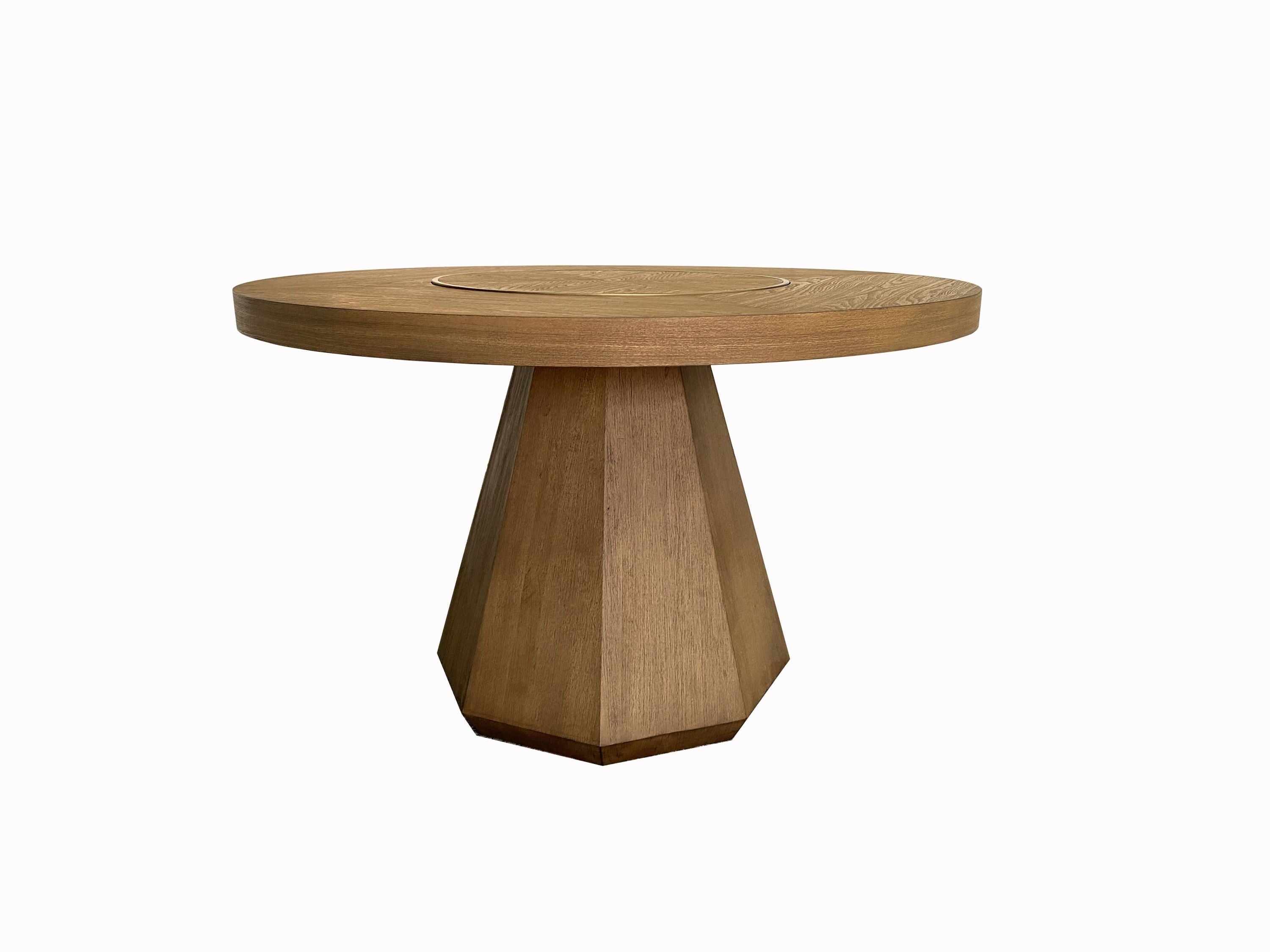 Round Dining Table W/ Lazy Susan - Latte