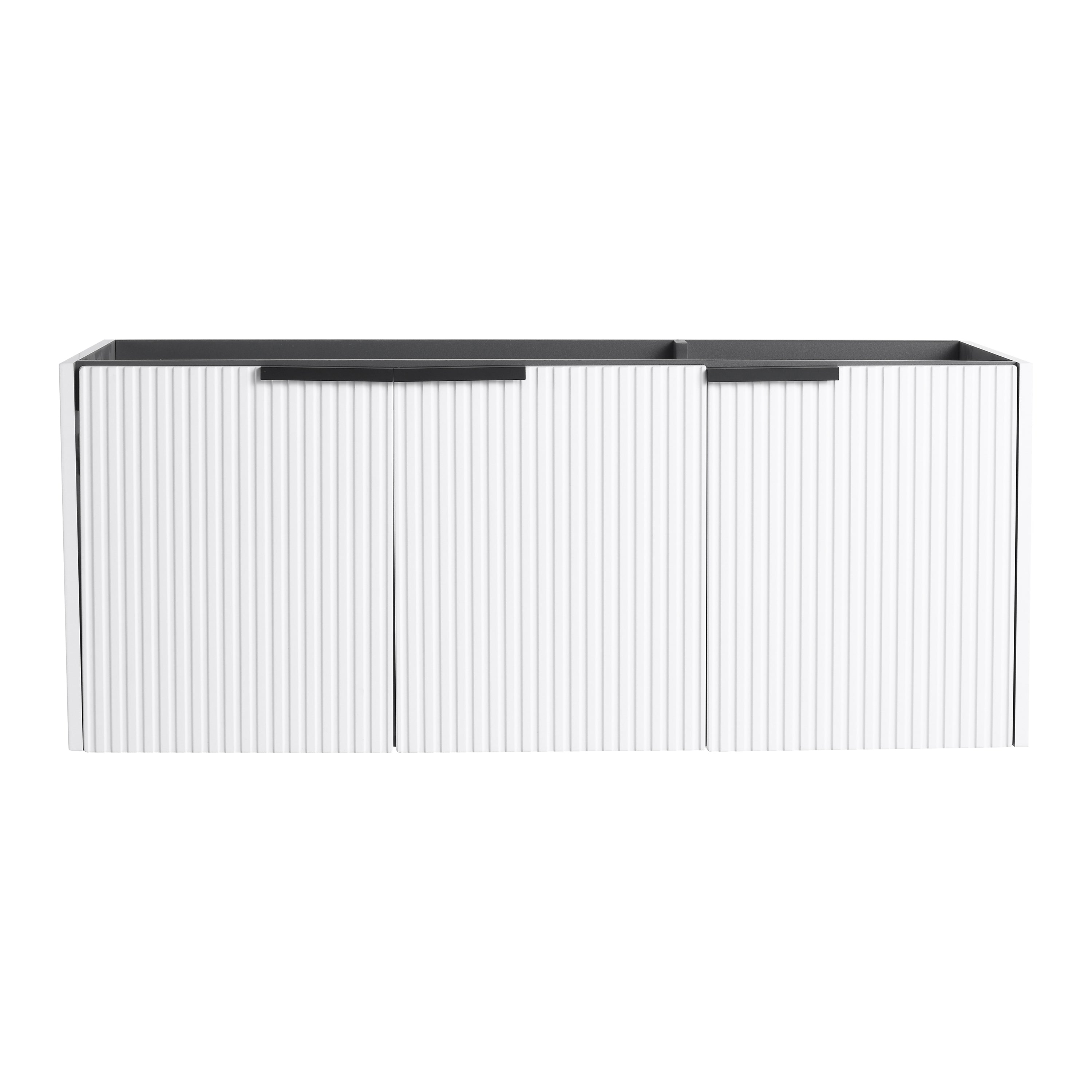 Contemporary 48' Wall Mounted Bathroom Vanity with 3 Soft-Close Doors in White Plywood
