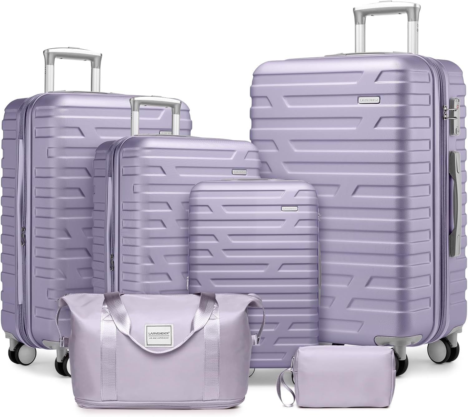 Luggage Sets 6 Piece with Duffel Bags, Hardside Expandable Suitcases with Spinner Wheels TSA Lock, Lavender