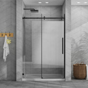 Goodyo 48'x72' Frameless Sliding Shower Door Combo w/ 48'x32' White Acrylic Shower Base, 1/4' (6mm) Tempered Glass Door, Stainless Steel Hardware, Matte Black