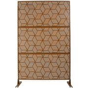 Outdoor & Indoor Privacy Screen Metal Privacy Screen 76' H×48' W, Freestanding Decorative Privacy Screen for Deck Balcony Patio, Privacy Fence Panels for Outside Lawn Garden PS116 BROWN