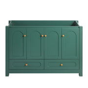 A 48-inch wide green bathroom vanity with ample storage space - a cabinet featuring 4 sliding doors and 2 drawers (excluding the ceramic basin)
