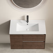 30 inch Bathroom Vessel Sink, Ceramic Bathroom Vanity Sink Top with Overflow,  Convenient for Storing Personal Items - Glossy White