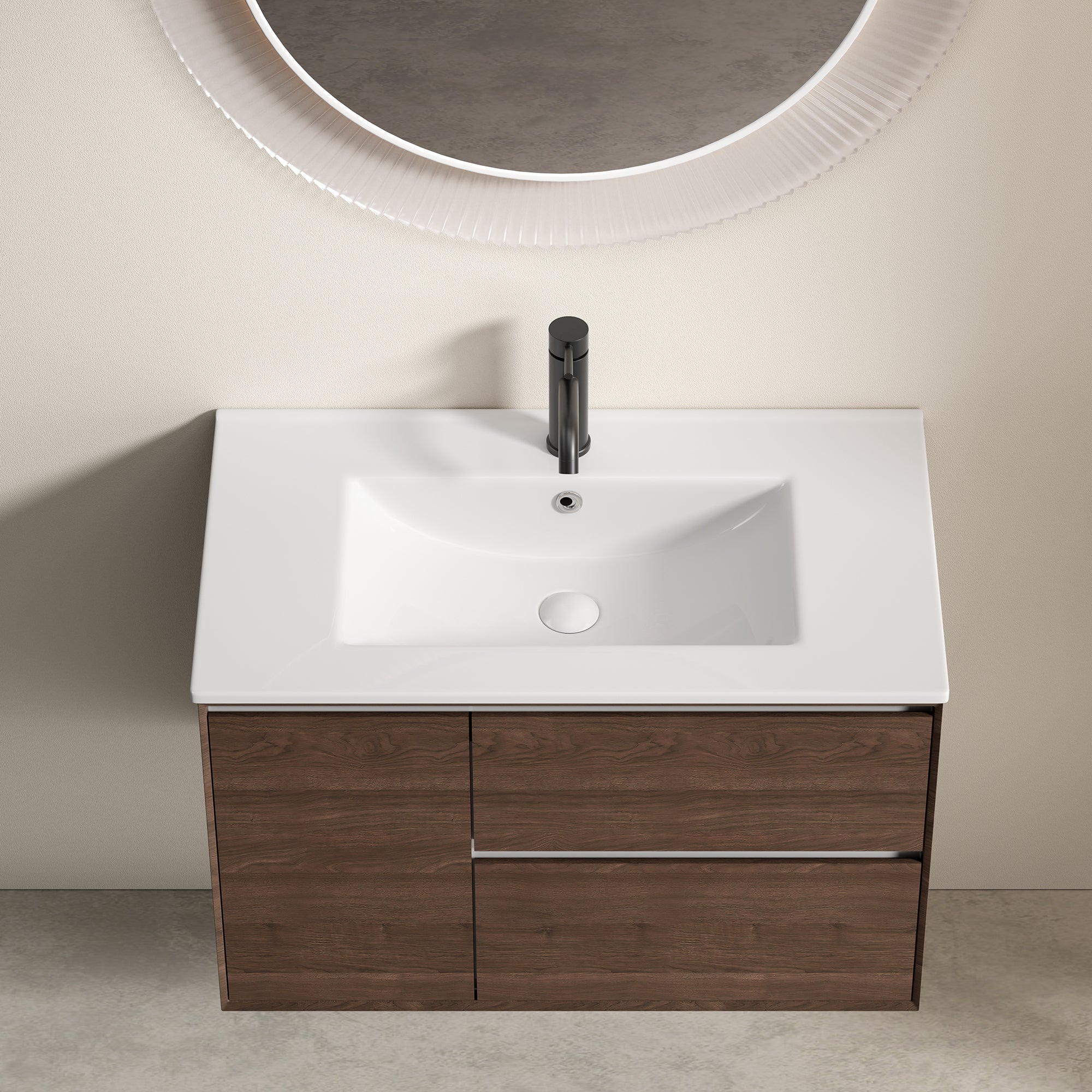 30 inch Bathroom Vessel Sink, Ceramic Bathroom Vanity Sink Top with Overflow,  Convenient for Storing Personal Items - Glossy White