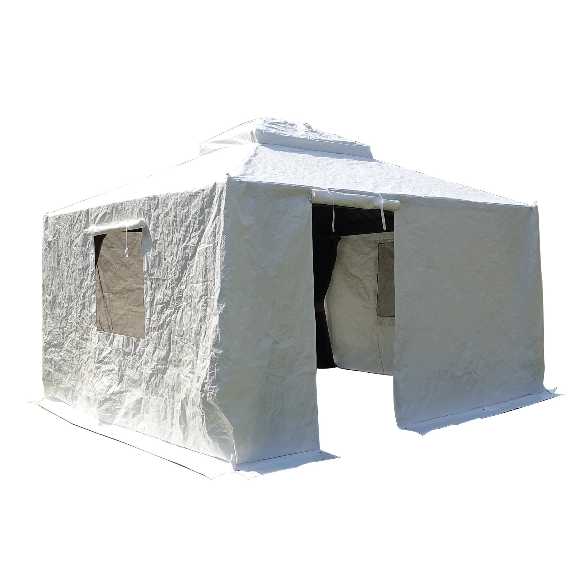 10'x12' Gazebo Cover for Hardtop Gazebos, Outdoor Universal Winter Gazebo Cover with Sidewalls and Mesh Windows, All Season Waterproof Enclosed Gazebo Cover, White