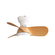 Modern 23 Inch Mini LED Ceiling Fan with 3 ABS Blades and Remote Control in Light Wood Grain