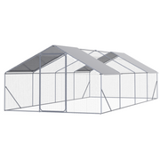 XPT036F Outdoor Chicken Coop Metal Big Space Silver Grey 26 x 10 x 6 FT