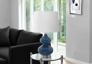 Lighting, 24'h, Blue Glass, Ivory / Cream Shade, Contemporary