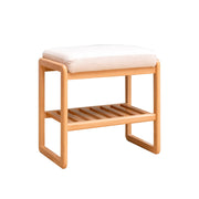 Natural Solid Wood Shoe Bench with Beech Wood Storage Rack Organizer and High Rebound Sponge Cushion in Beige
