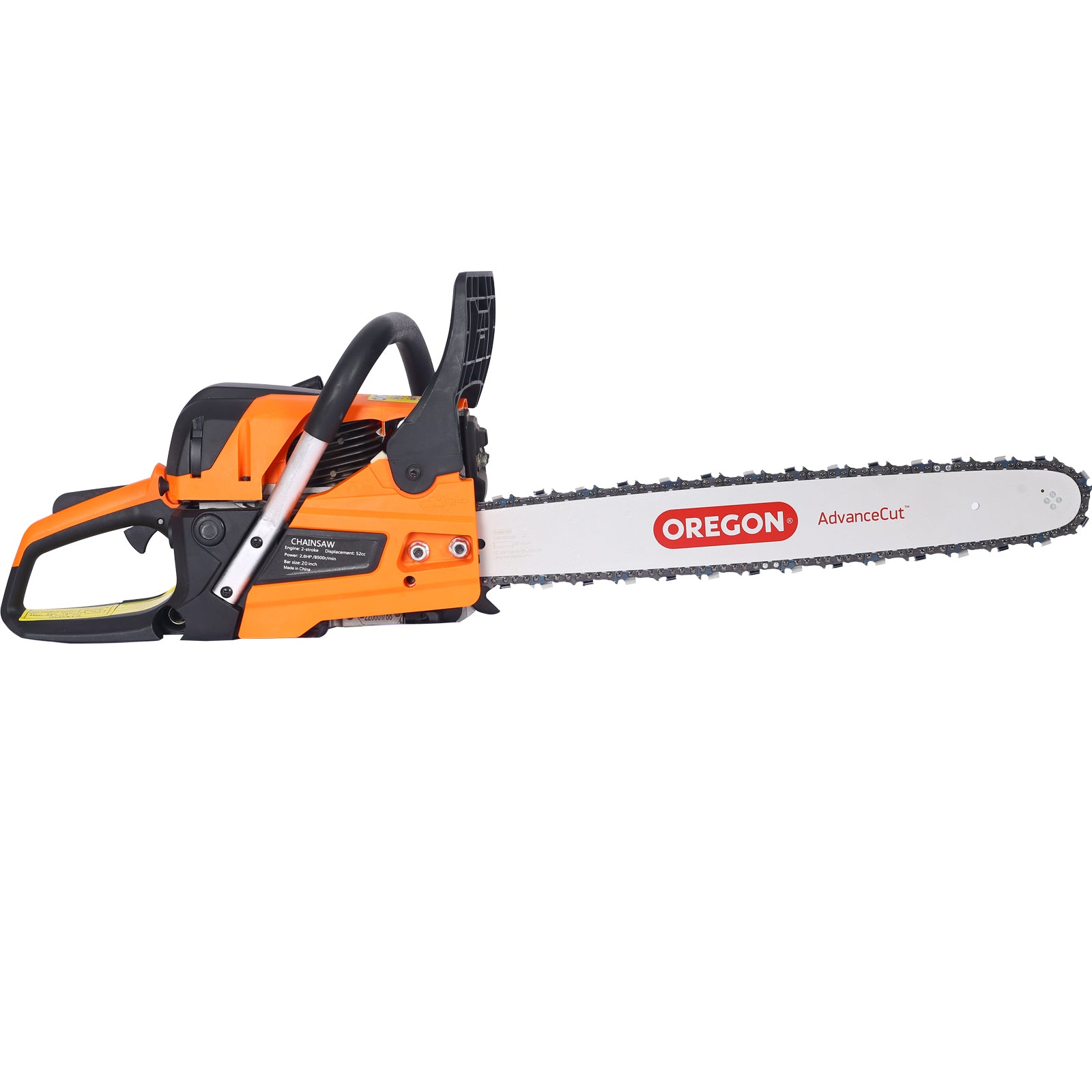 Gasoline Chainsaw 20-Inch 52cc for Tree and Wood Cutting, Orange Plastic