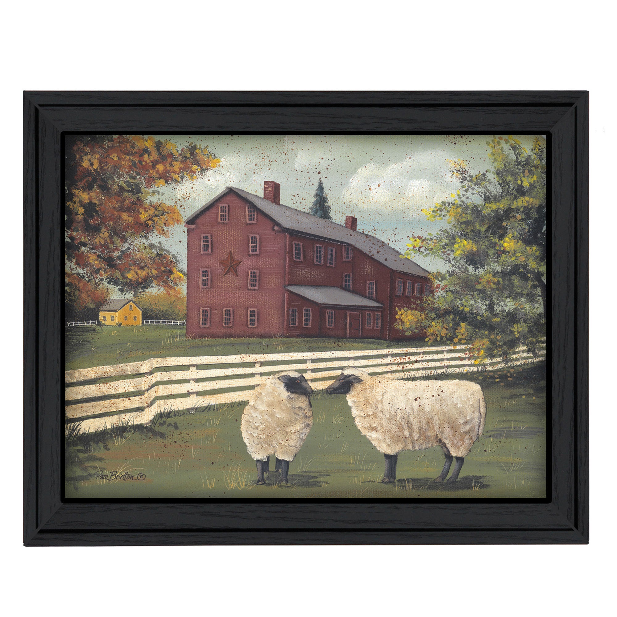 'Hancock Sheep' By Pam Britton, Printed Wall Art, Ready To Hang Framed Poster, Black Frame
