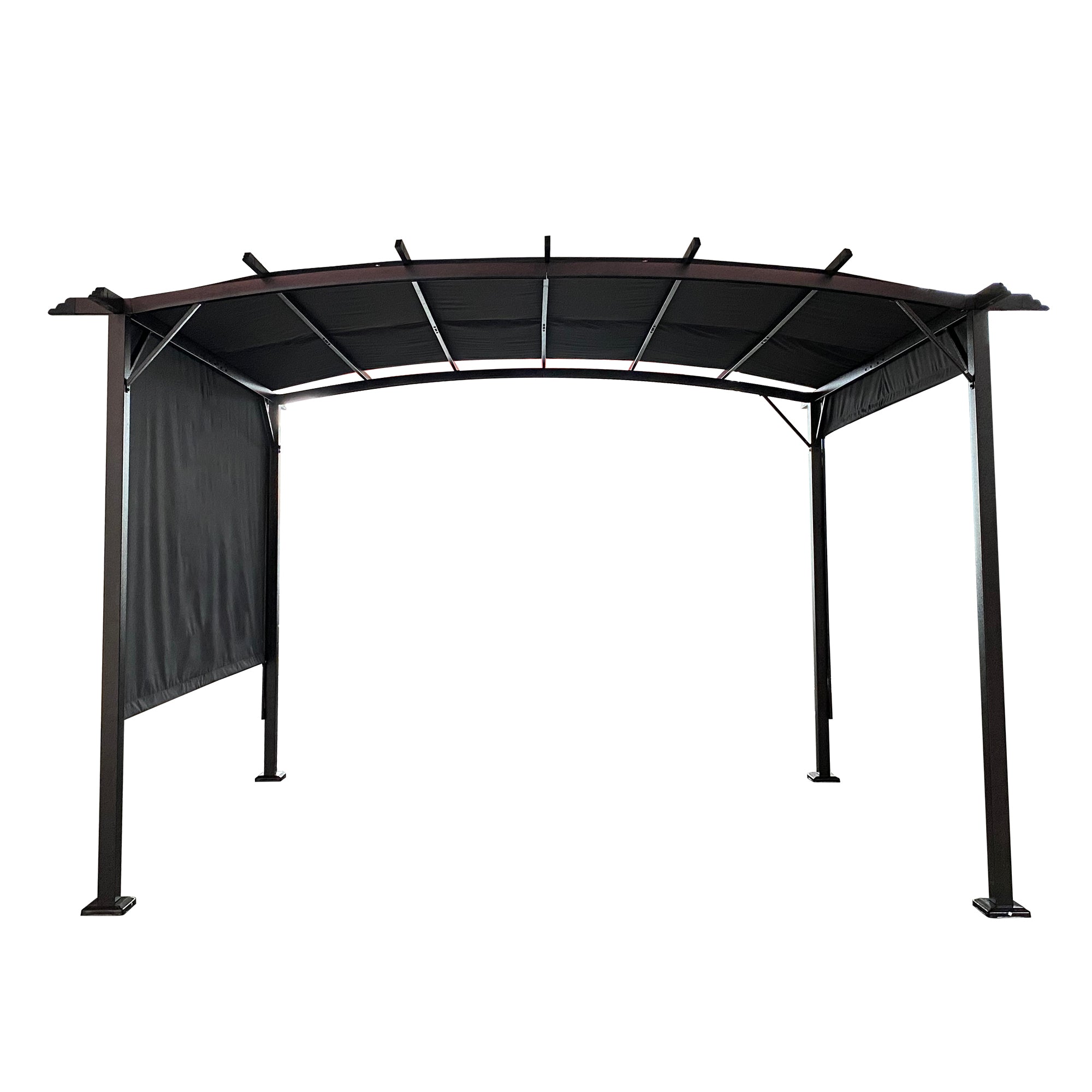 12 × 9 ft (144 in × 180 in) Outdoor Patio Pergola Gazebo – Steel Frame Sun Shelter with Retractable Canopy for Garden or Backyard