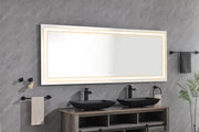 72' x 30' LED Bathroom Mirror with Front and Backlight, Wall Mounted Vanity Mirror, Anti-Fog, Memory, 3 Colors, Stepless Dimmable
