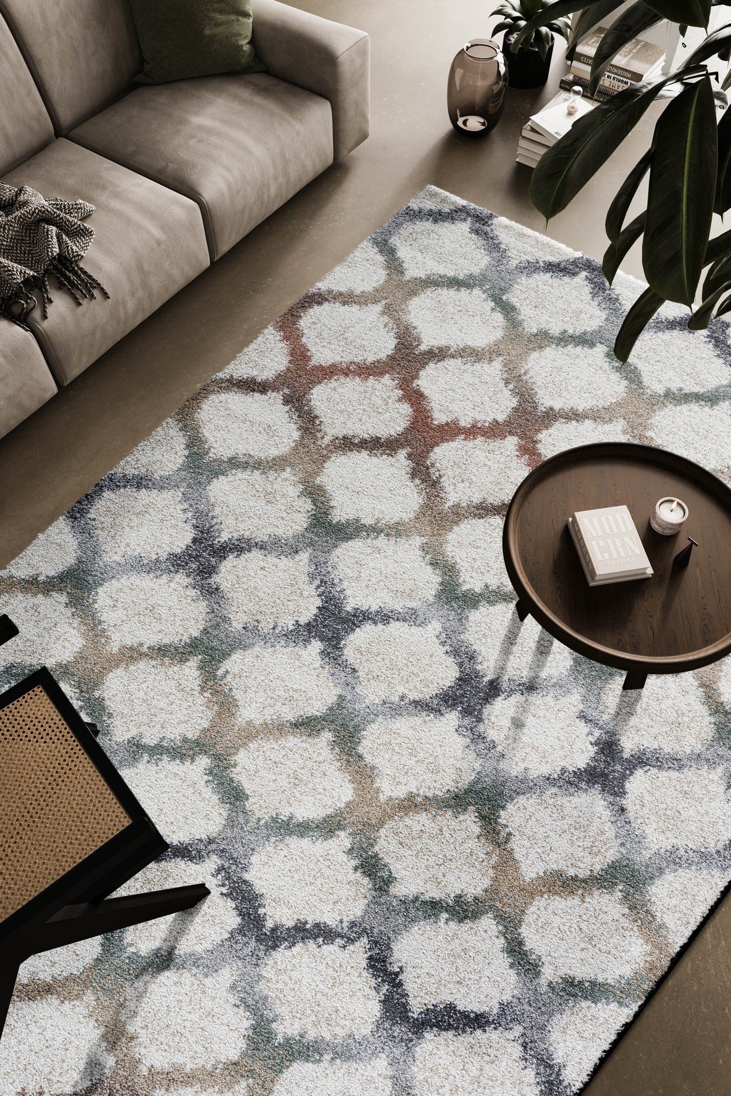 Rosalie Ivory, Rust, Beige, Gold, Green, Gray and Charcoal Polypropylene Area Rug